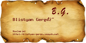Blistyan Gergő névjegykártya